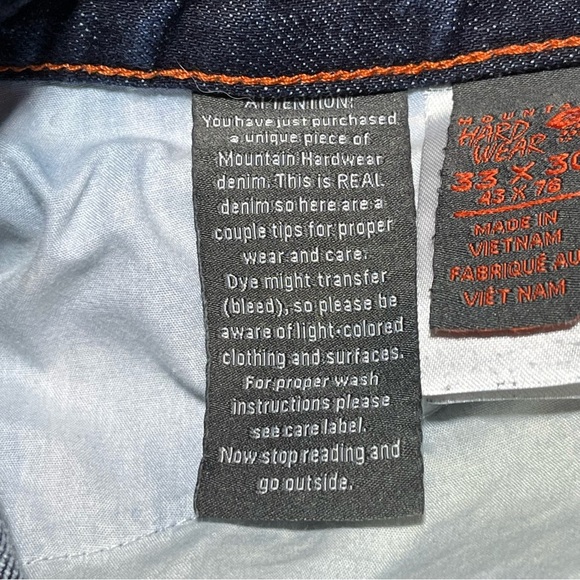 Mountain Hardwear Redline Selvedge Jeans Men’s Size 33X28 Double Knee Raw Denim - Picture 8 of 16